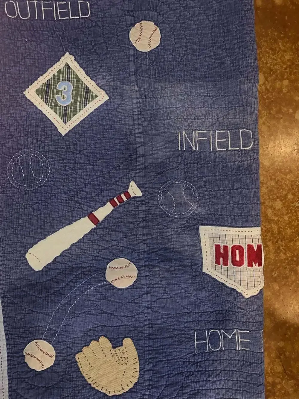 Pottery Barn Kids Baseball Themed Applique Quilt Comforter